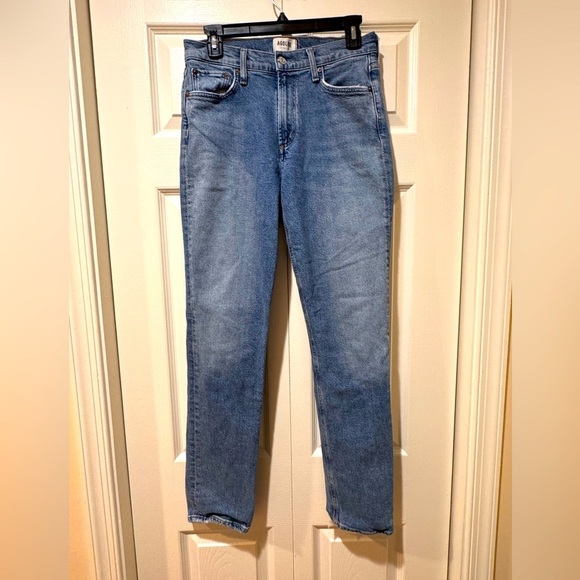 AGOLDE Lyle Jeans Women's Straight Mid Rise Blue Denim Distressed Sz 28 VGUC - Picture 1 of 12